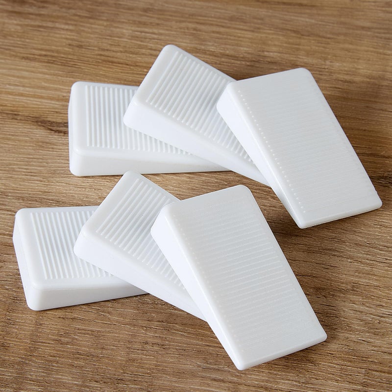 ZZJMCH 6-Pack White Shims for Leveling Furniture & Toilet - Trimmable Hard Plastic Wedges with Non-Slip Texture, Table Stabilizers & Wobble Wedges Rubber Type Levelers for Door, Table - Image 1